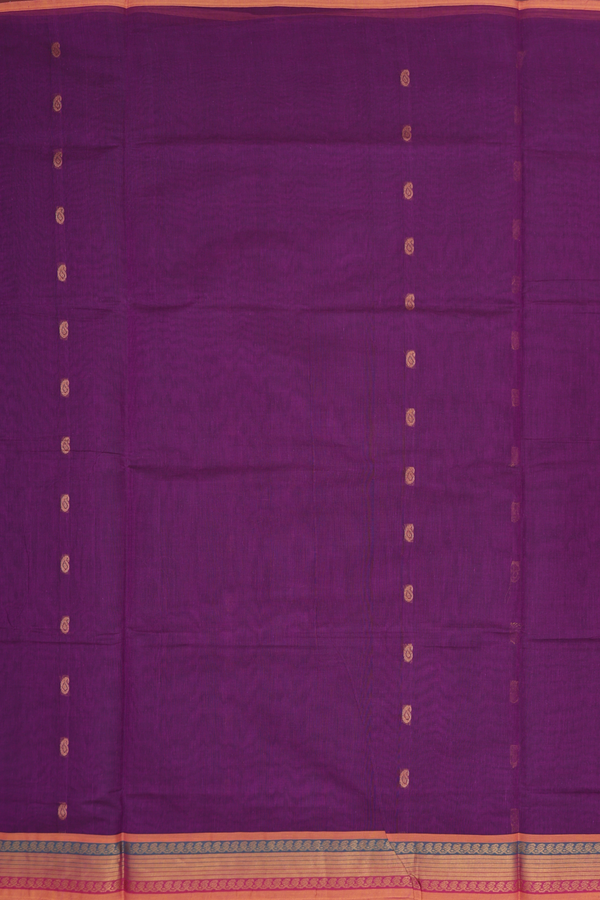 Venkatagiri Cotton Saree In Purple With Paisley Buttas