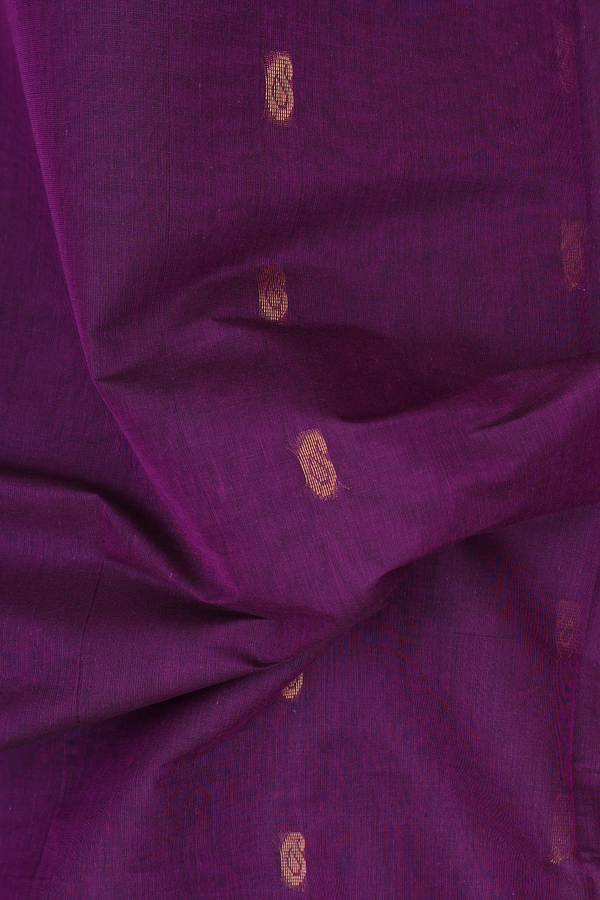 Venkatagiri Cotton Saree In Purple With Paisley Buttas