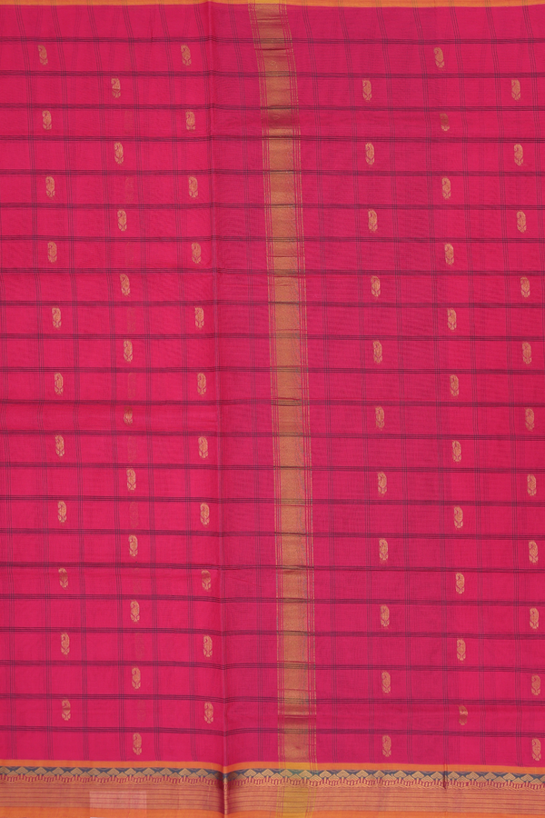 Venkatagiri Cotton Saree In Pink With Checks Design