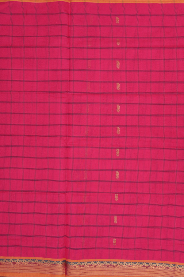 Venkatagiri Cotton Saree In Pink With Checks Design