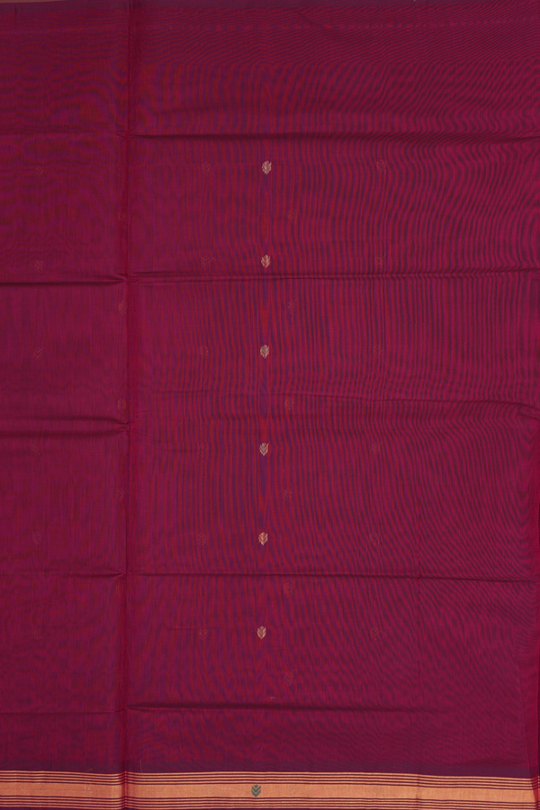 Venkatagiri Cotton Saree In Burgundy Red With Zari Buttas