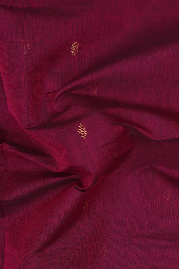 Venkatagiri Cotton Saree In Burgundy Red With Zari Buttas