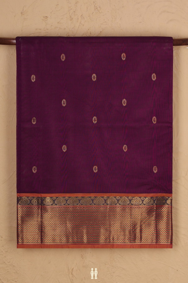 Venkatagiri Cotton Saree In Purple With Zari Buttas