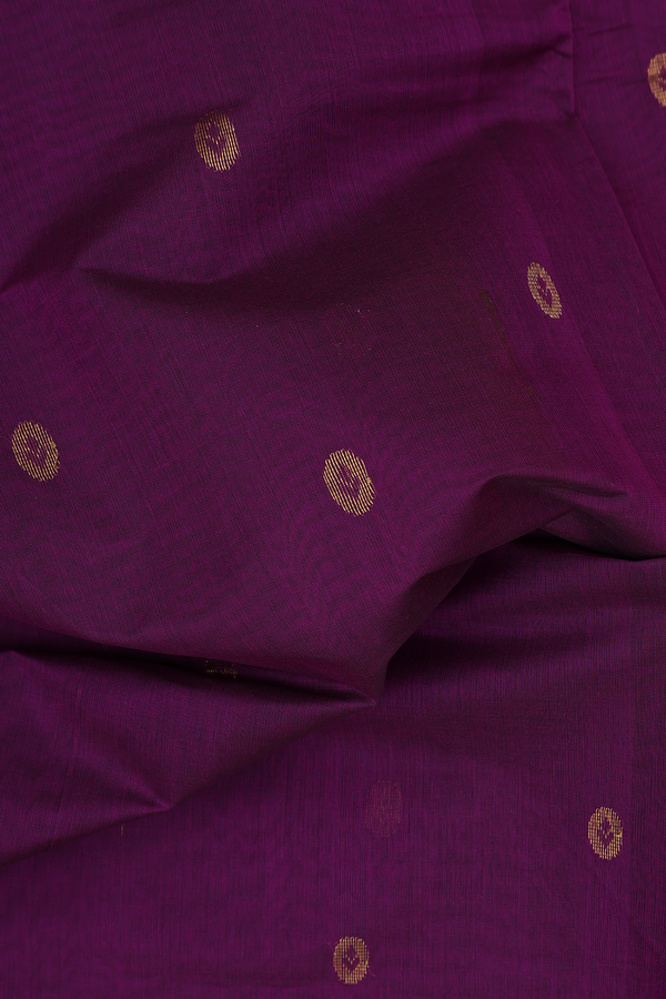 Venkatagiri Cotton Saree In Purple With Zari Buttas