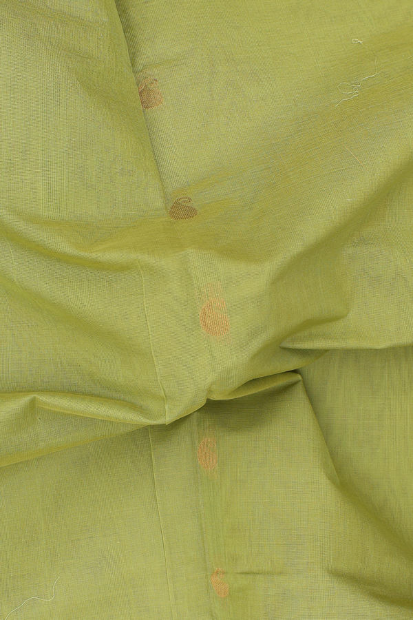 Venkatagiri Cotton Saree In Pear Green With Paisley Buttas