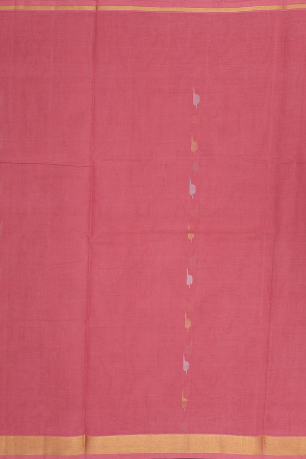Venkatagiri Cotton Saree In Salmon Pink With Zari Buttas