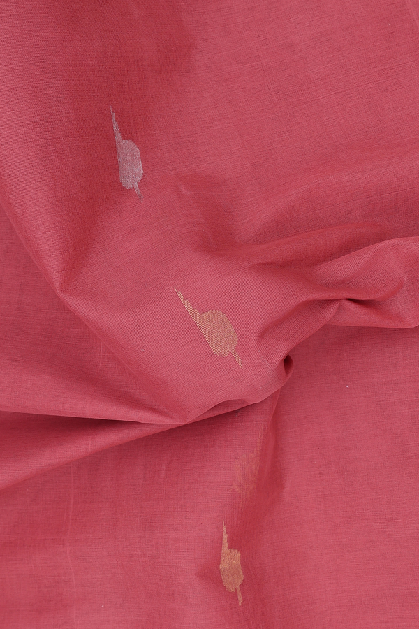 Venkatagiri Cotton Saree In Salmon Pink With Zari Buttas