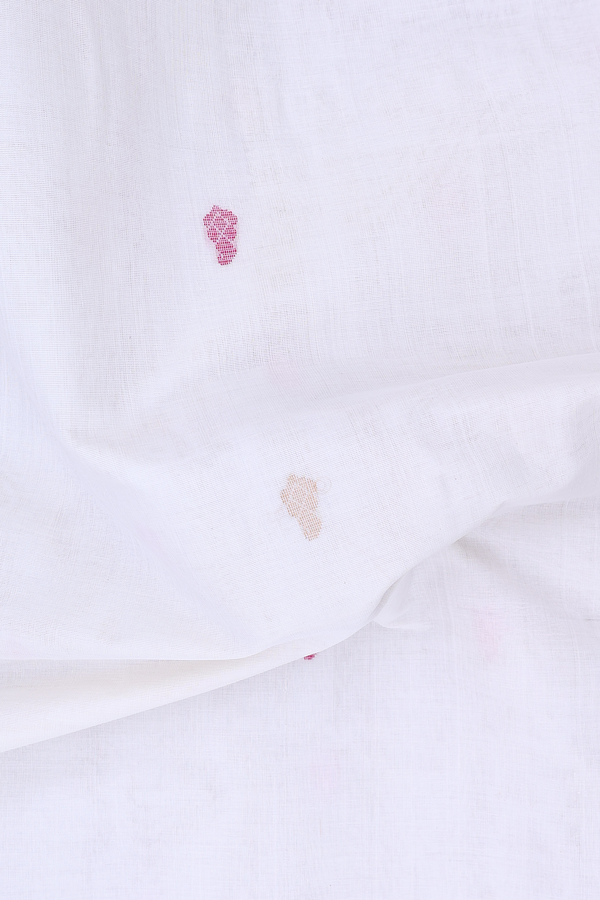 Venkatagiri Cotton Saree In White With Threadwork Buttas
