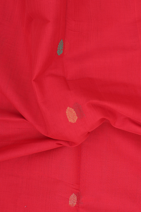 Venkatagiri Cotton Saree In Scarlet Red With Allover Buttas