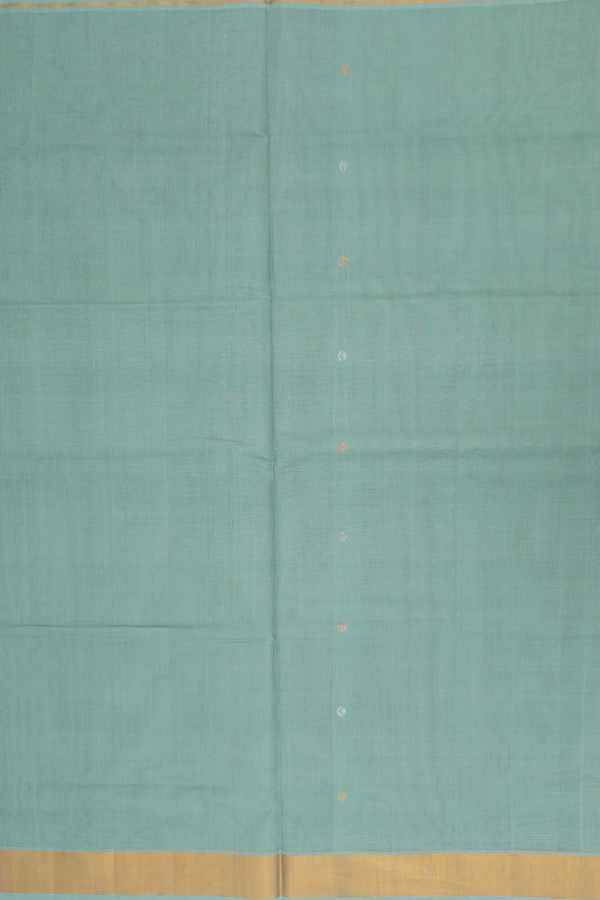 Venkatagiri Cotton Saree In Dusty Green With Polka Buttas