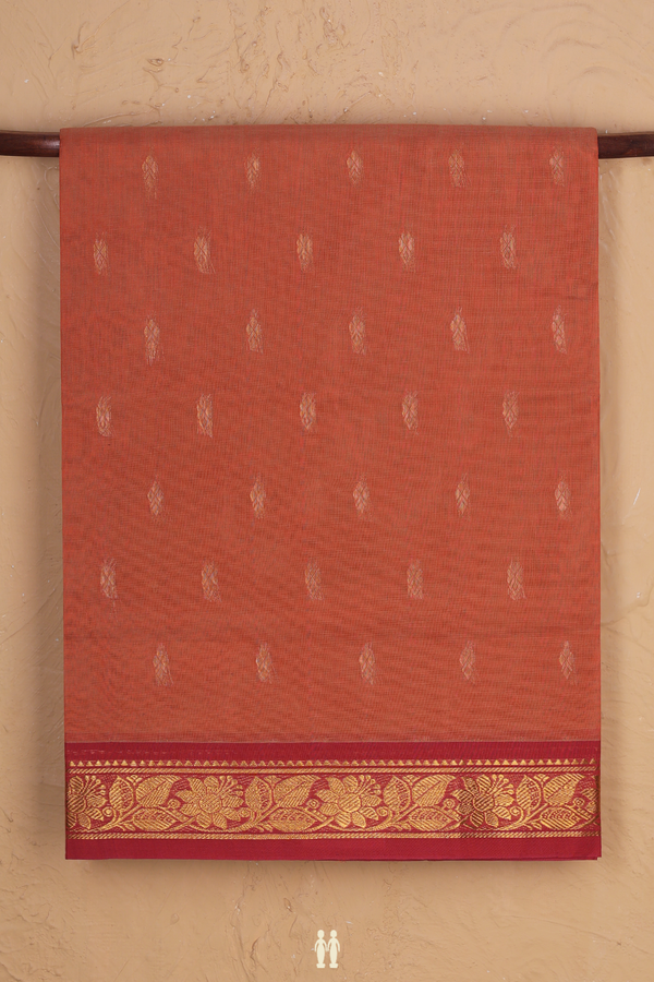 Venkatagiri Cotton Saree In Brown With Zari Buttas