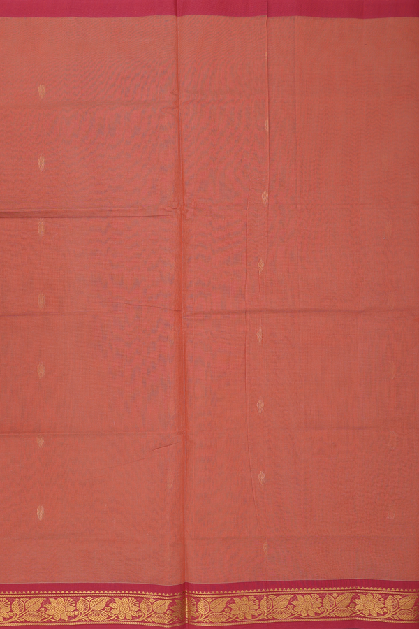 Venkatagiri Cotton Saree In Brown With Zari Buttas