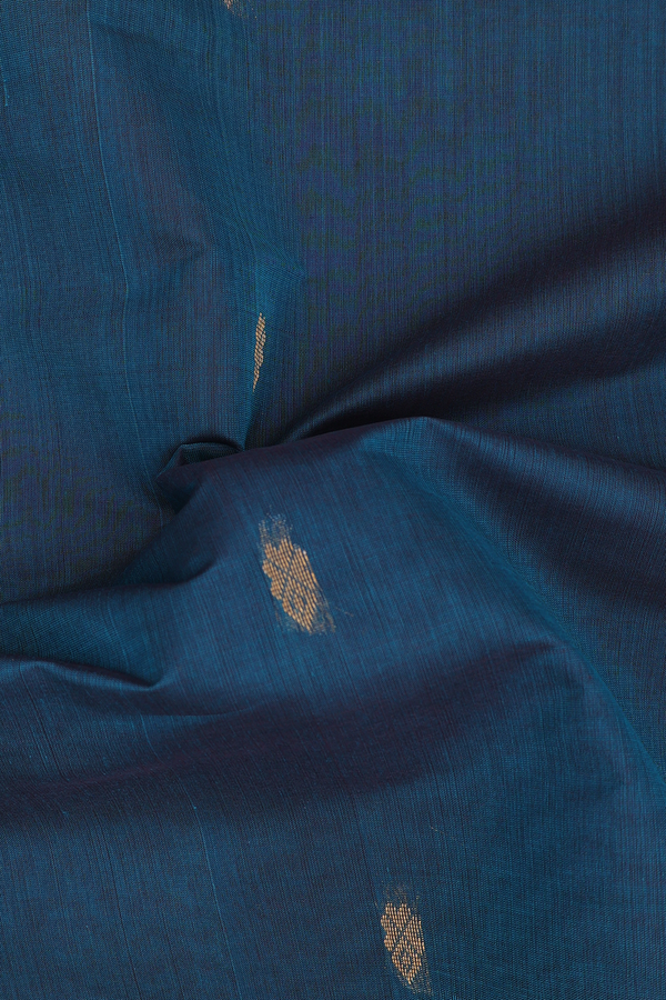 Venkatagiri Cotton Saree In Teal Green With Zari Buttas