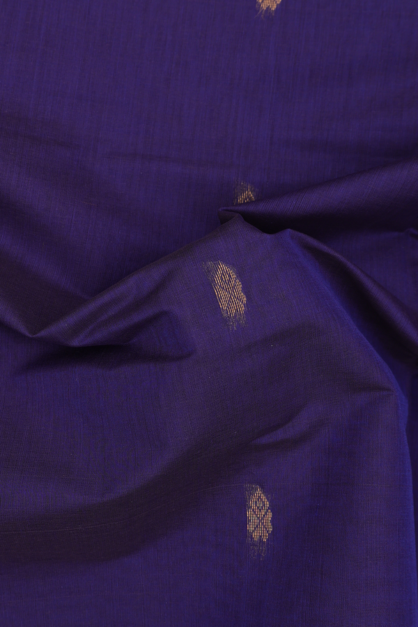 Venkatagiri Cotton Saree In Navy Blue With Zari Buttas