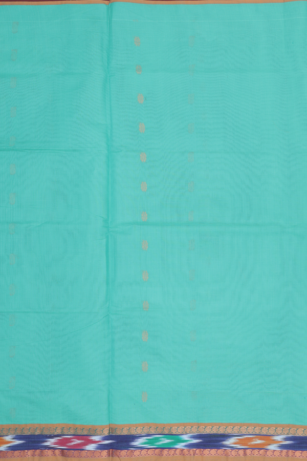 Venkatagiri Cotton Saree In Green With Paisley Buttas