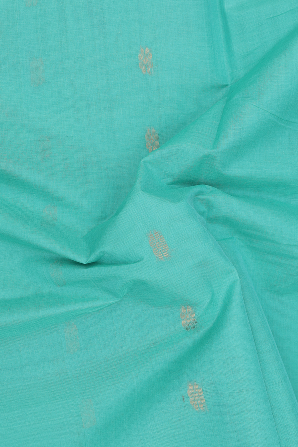 Venkatagiri Cotton Saree In Green With Paisley Buttas