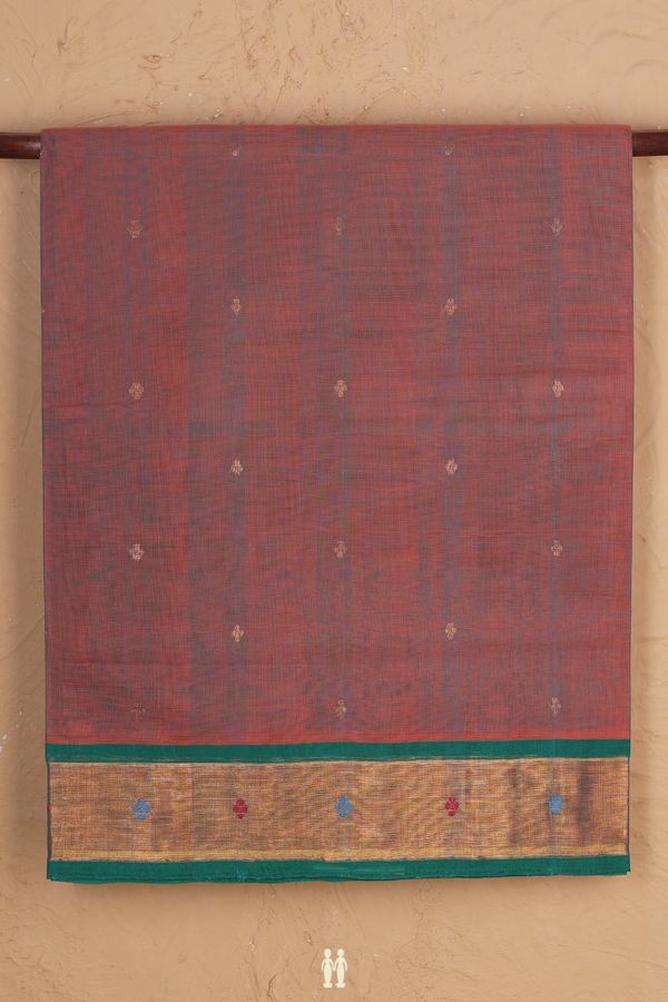 Venkatagiri Cotton Saree In Dual Tone With Zari Buttas