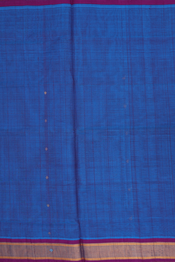 Venkatagiri Cotton Saree In Cobalt Blue With Zari Buttas
