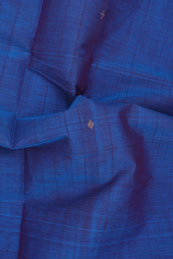 Venkatagiri Cotton Saree In Cobalt Blue With Zari Buttas