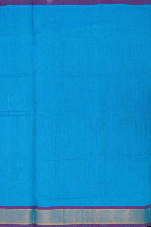 Venkatagiri Cotton Saree In Deep Sky Blue With Zari Buttis
