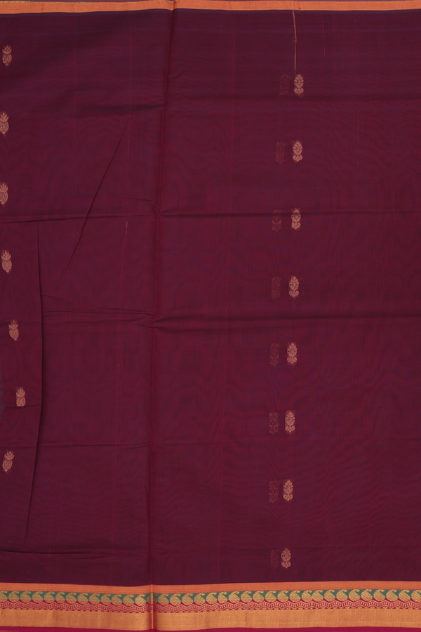 Venkatagiri Cotton Saree In Maroon With Floral Buttas