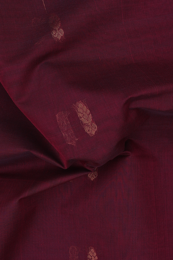 Venkatagiri Cotton Saree In Maroon With Floral Buttas
