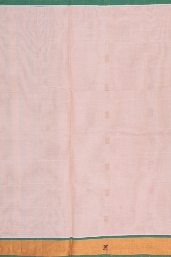 Venkatagiri Cotton Saree In Light Orange With Zari Buttas