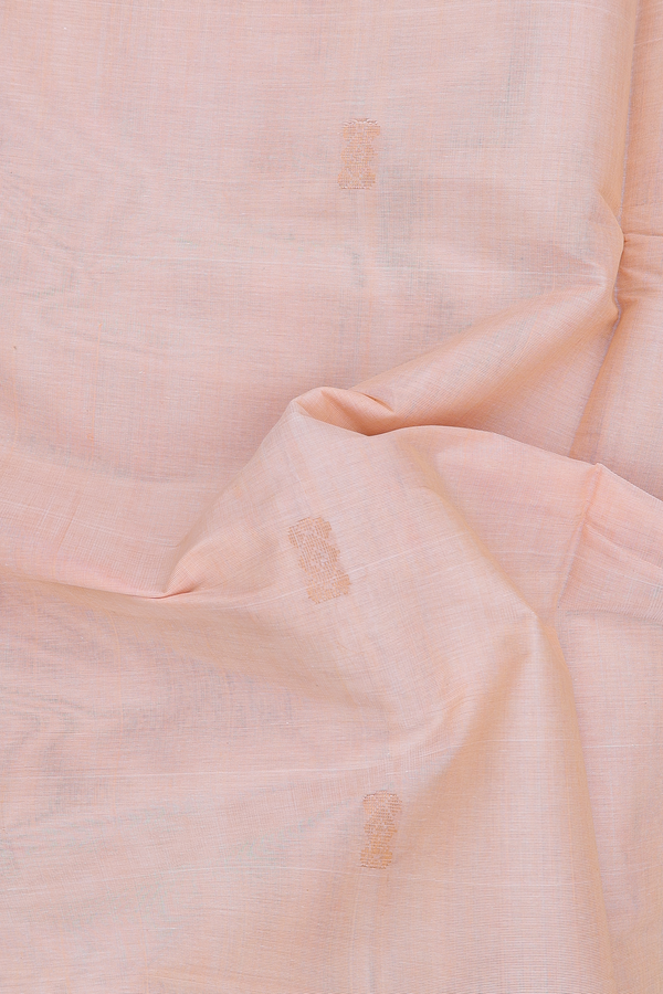 Venkatagiri Cotton Saree In Light Orange With Zari Buttas