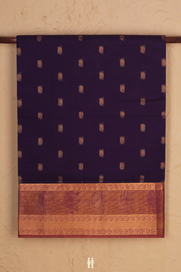 Venkatagiri Cotton Saree In Regal Purple With Paisley Buttas