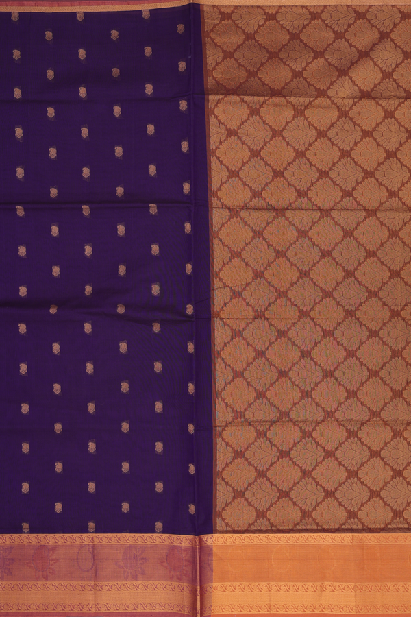 Venkatagiri Cotton Saree In Regal Purple With Paisley Buttas