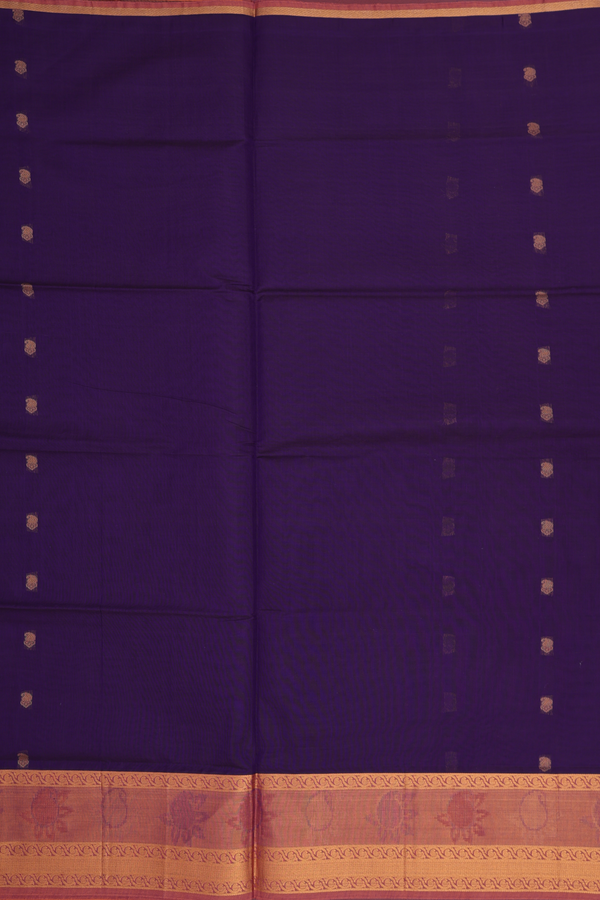 Venkatagiri Cotton Saree In Regal Purple With Paisley Buttas