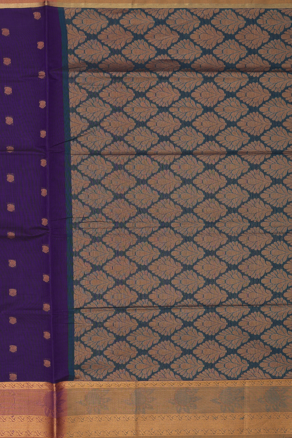 Venkatagiri Cotton Saree In Regal Purple With Paisley Buttas