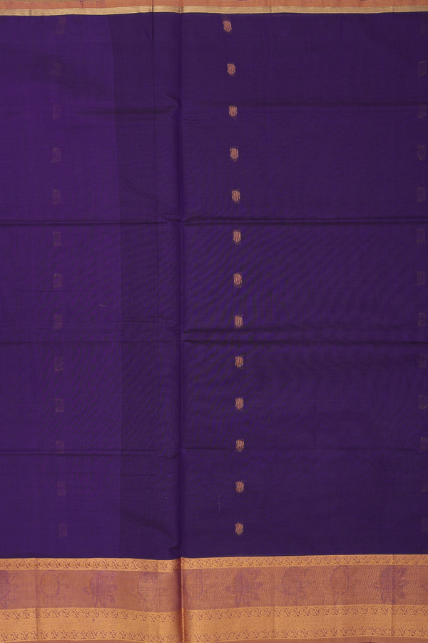 Venkatagiri Cotton Saree In Regal Purple With Paisley Buttas