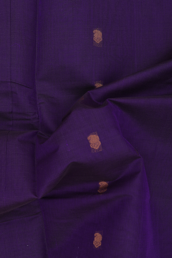 Venkatagiri Cotton Saree In Regal Purple With Paisley Buttas