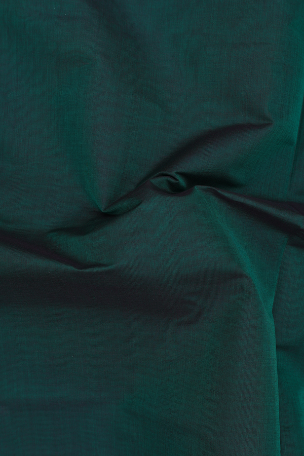 Venkatagiri Cotton Saree In Forest Green With Contrast Border