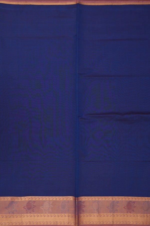 Venkatagiri Cotton Saree In Oxford Blue With Contrast Border