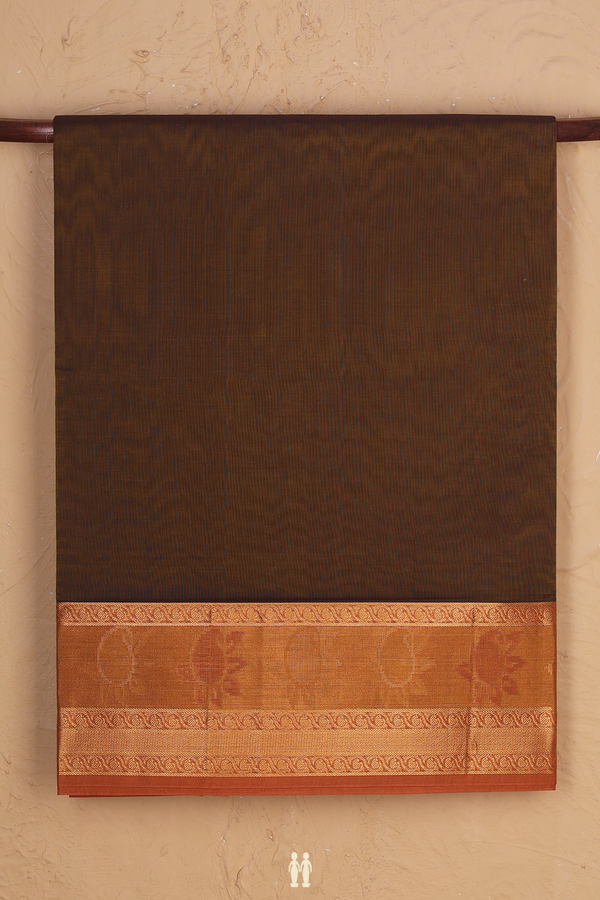 Venkatagiri Cotton Saree In Brown With Contrast Border