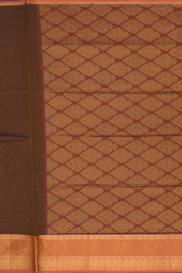 Venkatagiri Cotton Saree In Brown With Contrast Border