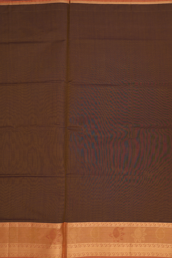 Venkatagiri Cotton Saree In Brown With Contrast Border
