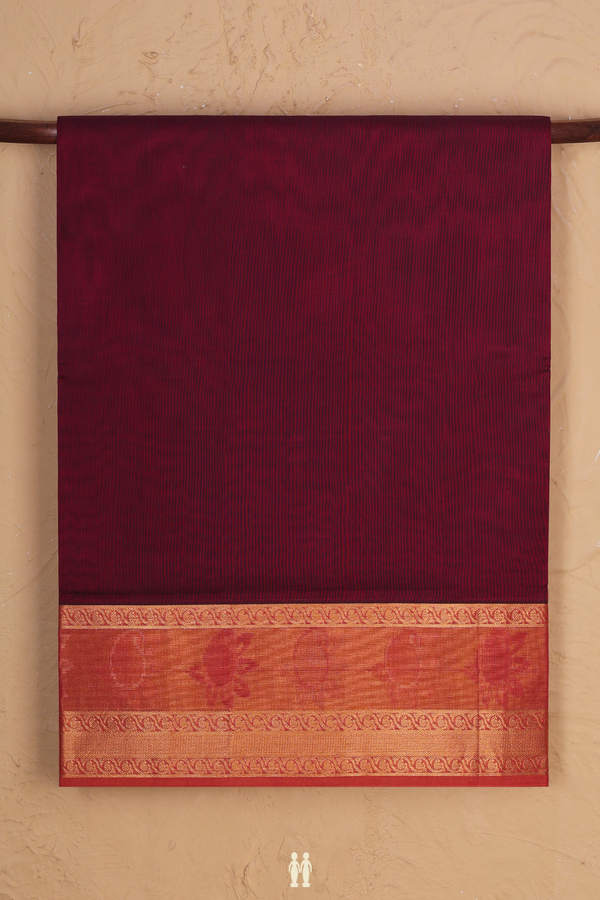 Venkatagiri Cotton Saree In Burgundy With Contrast Border