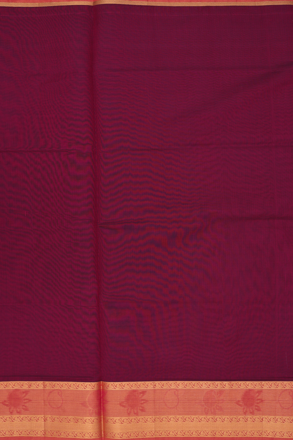 Venkatagiri Cotton Saree In Burgundy With Contrast Border
