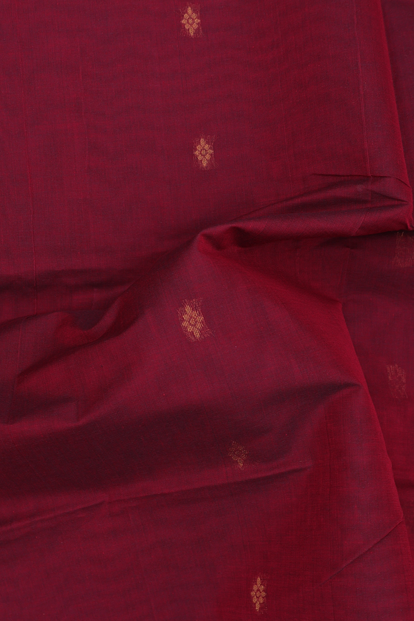 Venkatagiri Cotton Saree In Red With Zari Buttas
