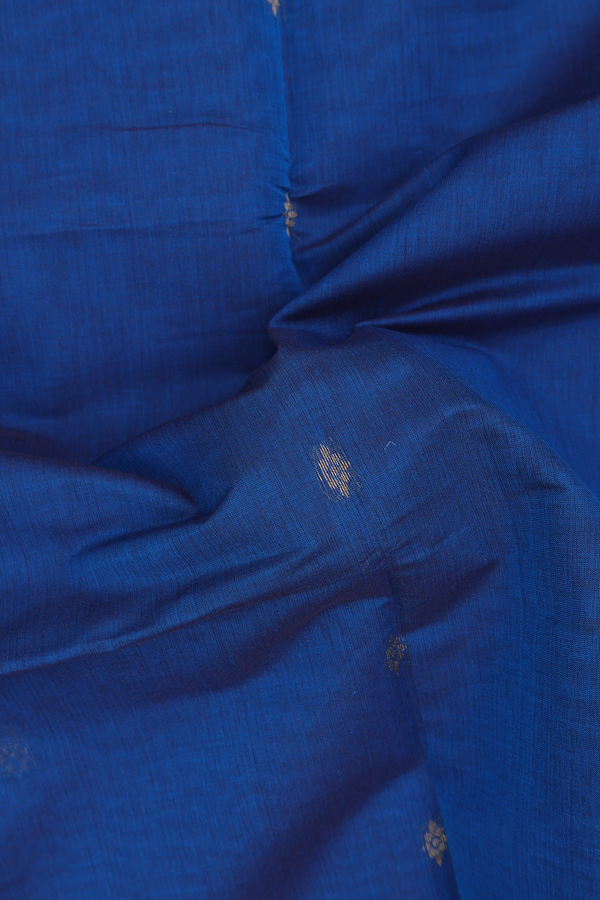 Venkatagiri Cotton Saree In Blue With Zari Buttas