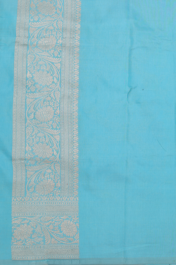 Banarasi Silk Saree In Blue With Floral Design