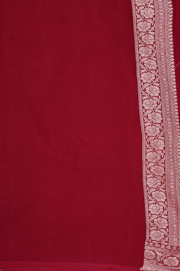 Georgette Banarasi Silk Saree In Red With Floral Design