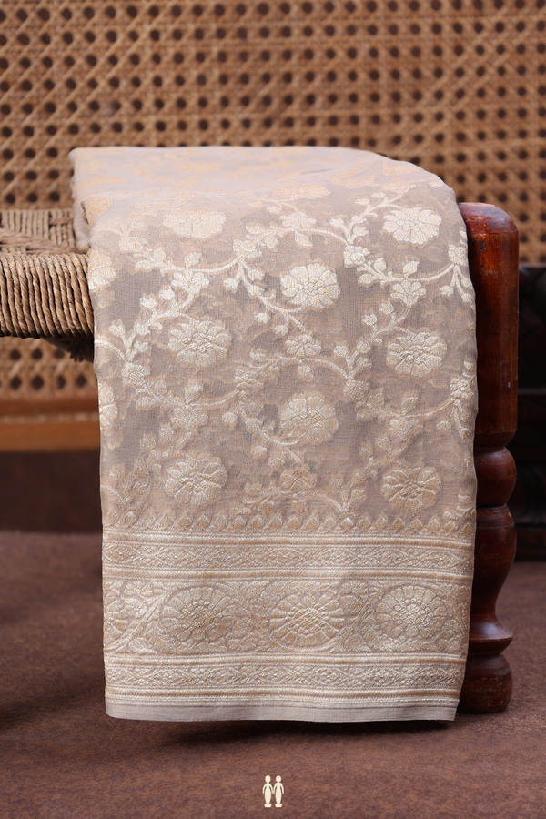 Georgette Banarasi Silk Saree In Brown With Floral Design