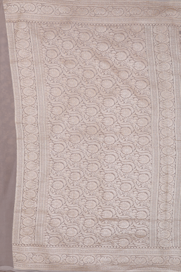 Georgette Banarasi Silk Saree In Brown With Floral Design