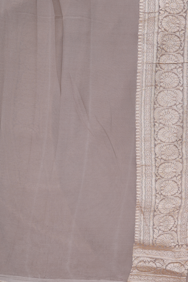Georgette Banarasi Silk Saree In Brown With Floral Design