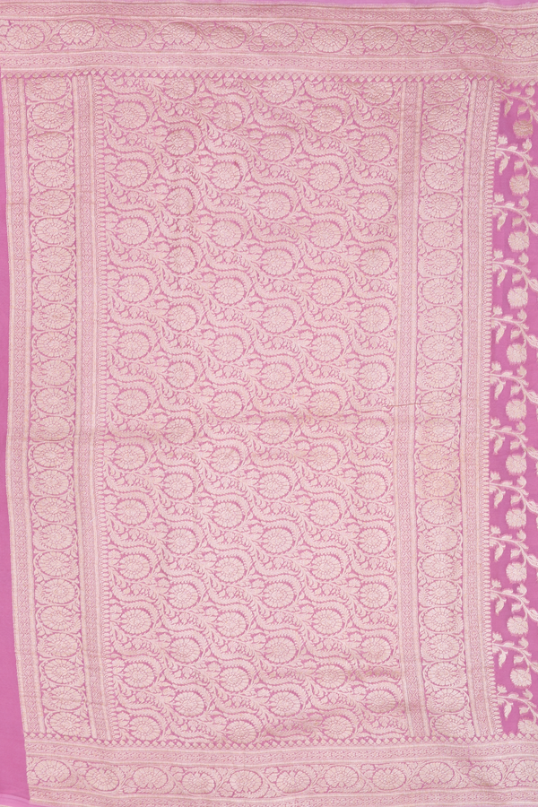 Georgette Banarasi Silk Saree In Pink With Floral Design