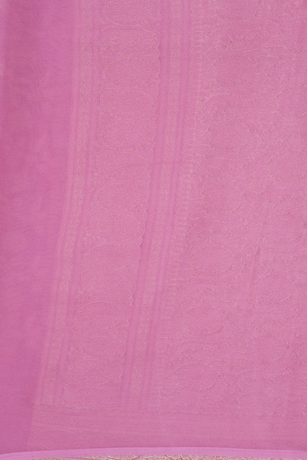 Georgette Banarasi Silk Saree In Pink With Floral Design